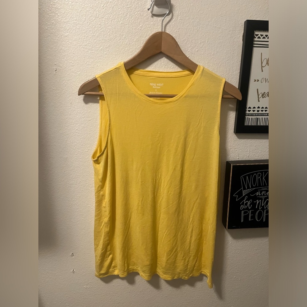 Nine West Yellow Crew Neck Muscle Tee